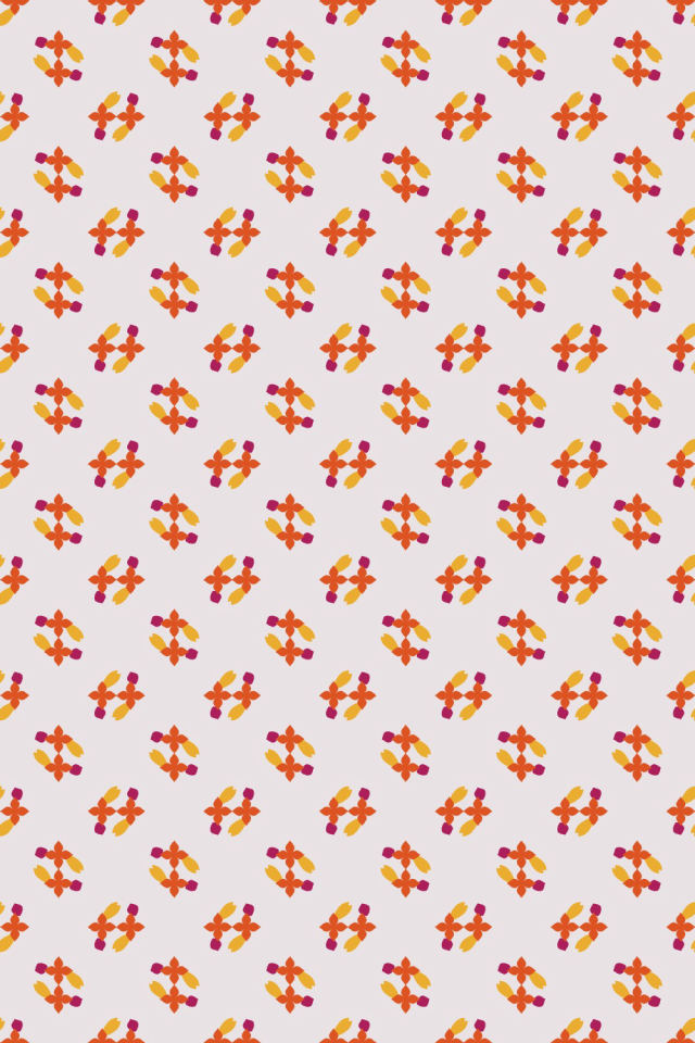 a raspberry-sun tile pattern repeating 6 across, edge to edge