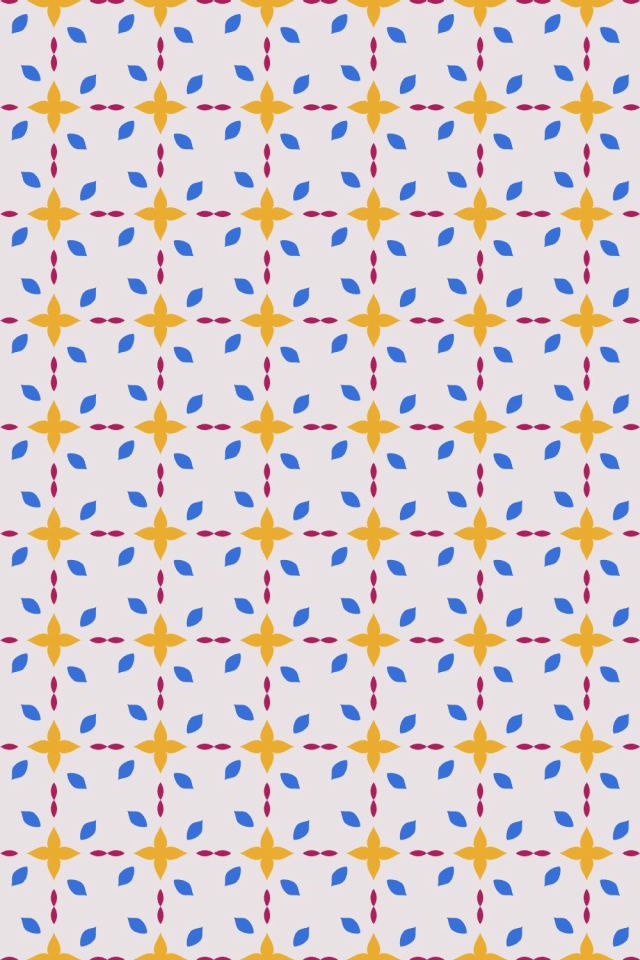 a raspberry-sun tile pattern repeating 6 across, edge to edge