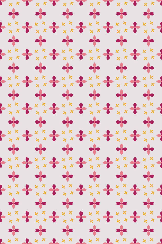 a raspberry-sun tile pattern repeating 6 across, edge to edge