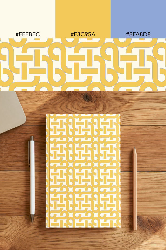 the colors one peachy-rose tile is drawn in, with their hex codes, and the tile printed on a notebook