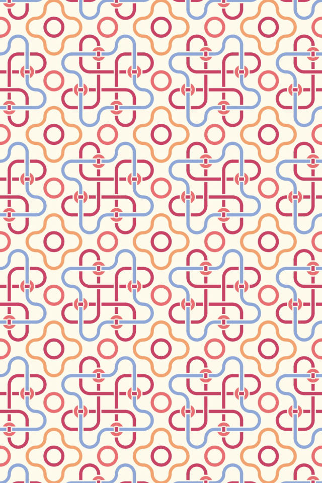 a peachy-rose tile pattern repeating 3 across, edge to edge