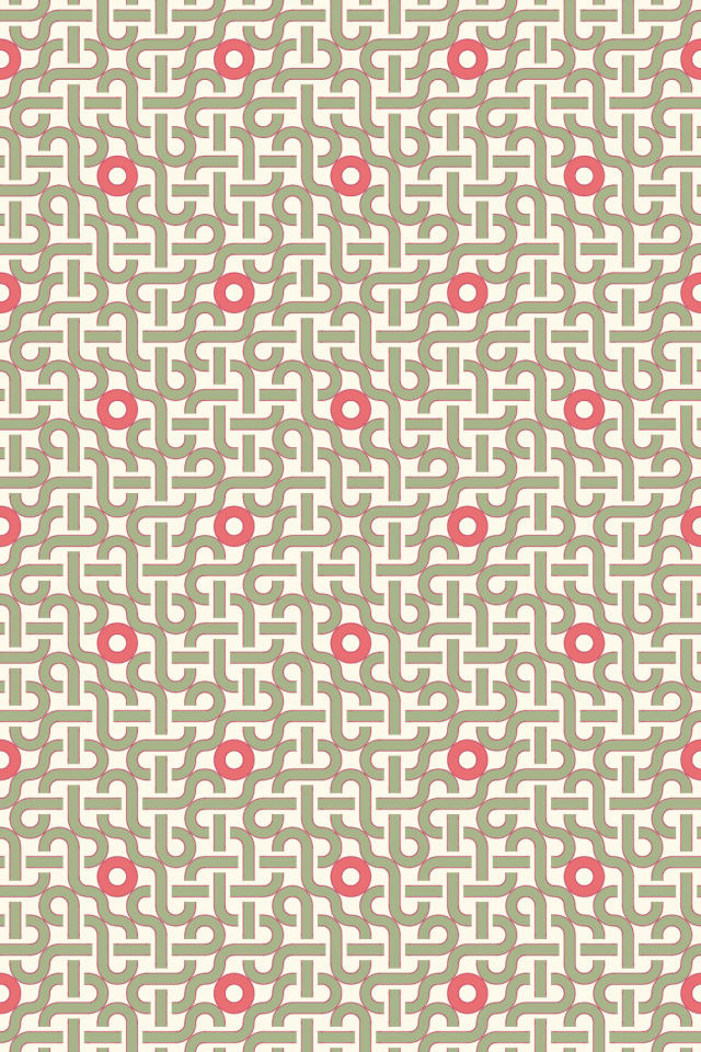 a peachy-rose tile pattern repeating 3 across, edge to edge