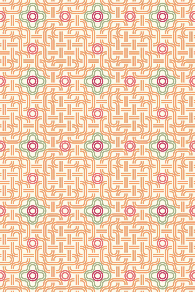 a peachy-rose tile pattern repeating 3 across, edge to edge