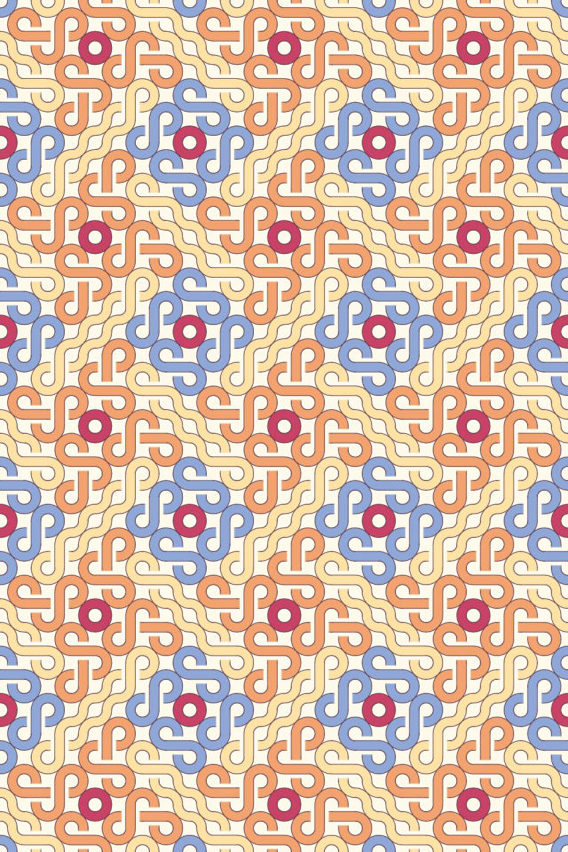 a peachy-rose tile pattern repeating 3 across, edge to edge