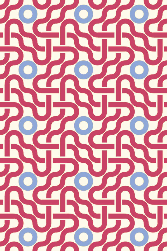 a peachy-rose tile pattern repeating 3 across, edge to edge