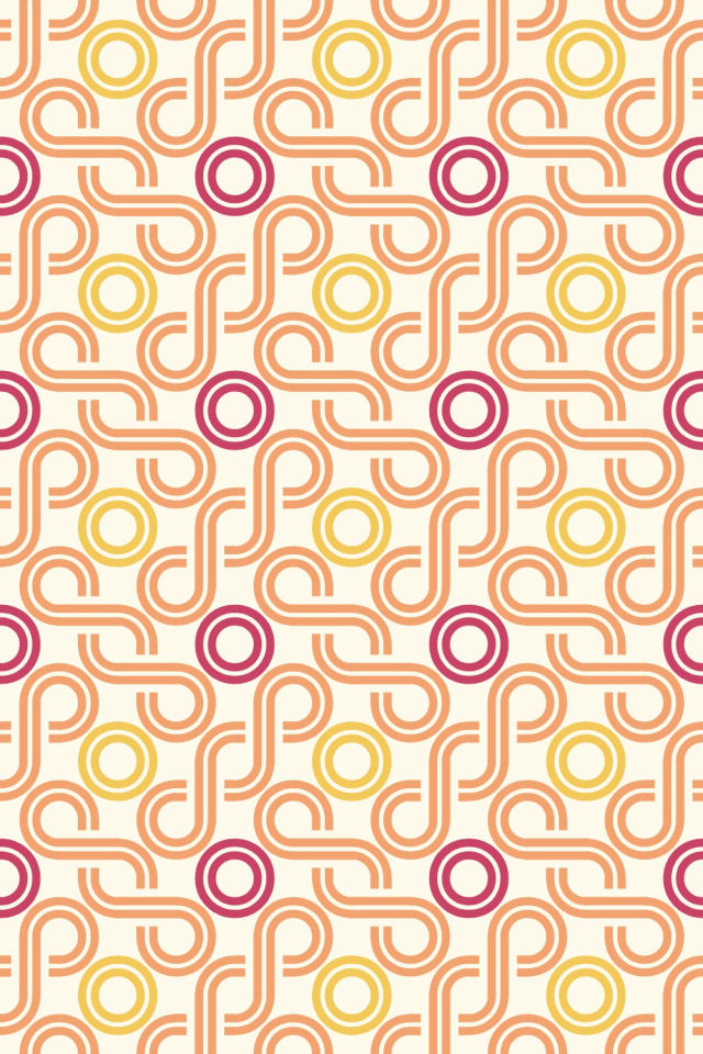 a peachy-rose tile pattern repeating 3 across, edge to edge
