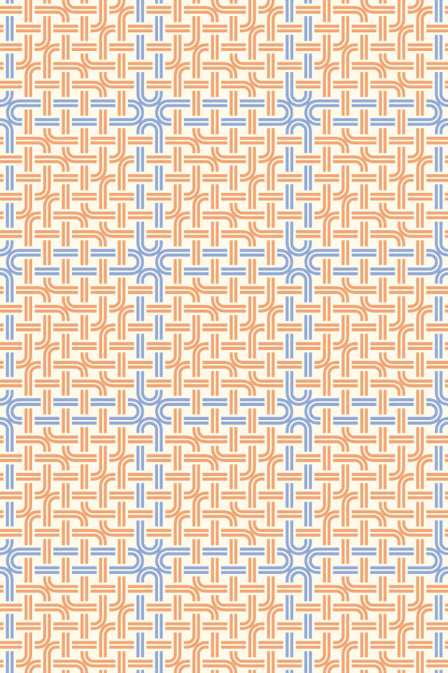 a peachy-rose tile pattern repeating 3 across, edge to edge