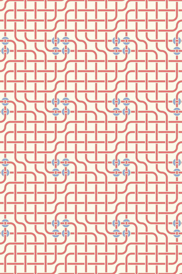 a peachy-rose tile pattern repeating 3 across, edge to edge