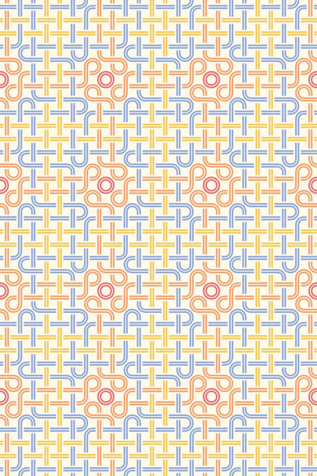 a peachy-rose tile pattern repeating 3 across, edge to edge