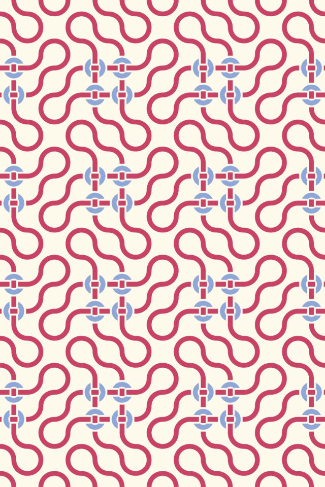 a peachy-rose tile pattern repeating 3 across, edge to edge