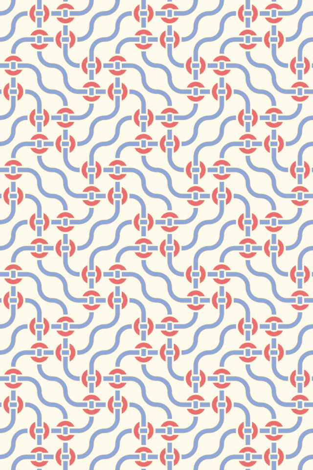 a peachy-rose tile pattern repeating 3 across, edge to edge
