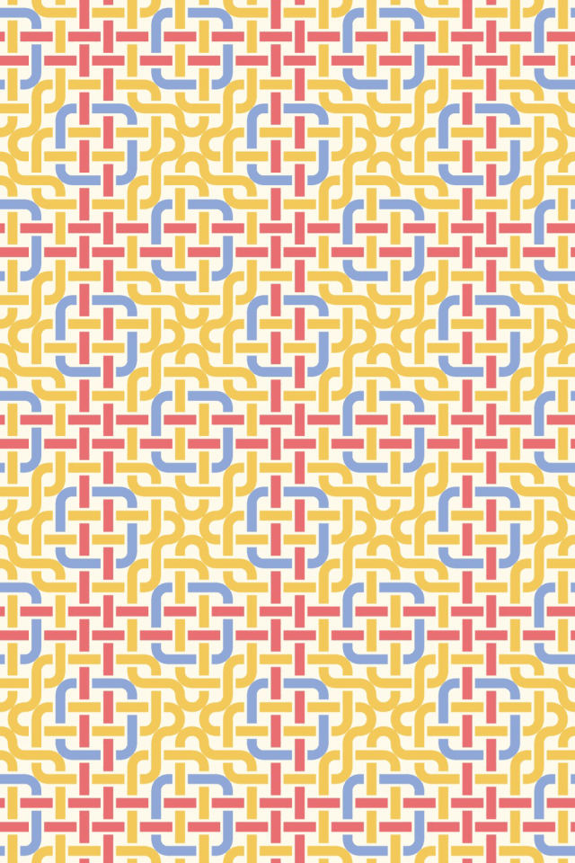a peachy-rose tile pattern repeating 3 across, edge to edge