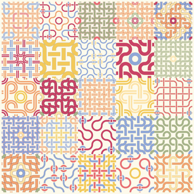 5 by 5 peachy-rose tiles on one sheet