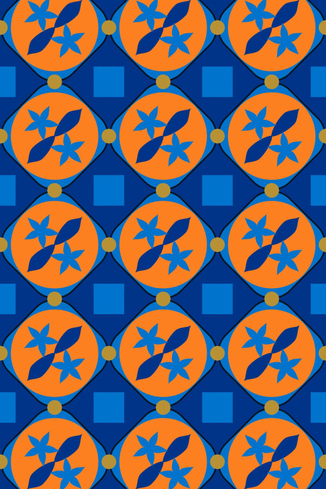a royal-sunset tile pattern repeating 3 across, edge to edge