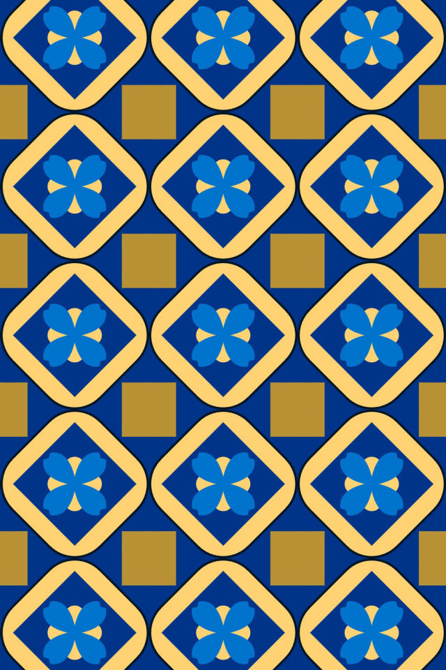 a royal-sunset tile pattern repeating 3 across, edge to edge
