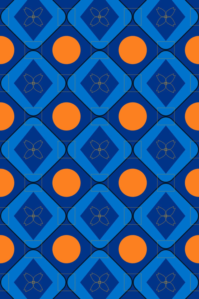 a royal-sunset tile pattern repeating 3 across, edge to edge