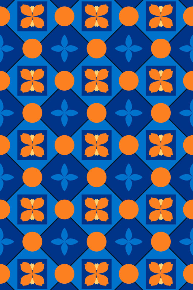 a royal-sunset tile pattern repeating 3 across, edge to edge