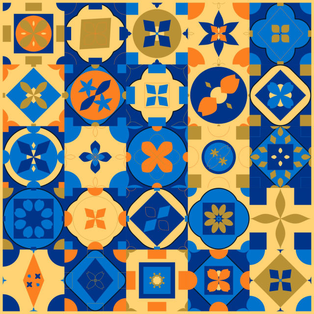 5 by 5 royal-sunset tiles on one sheet