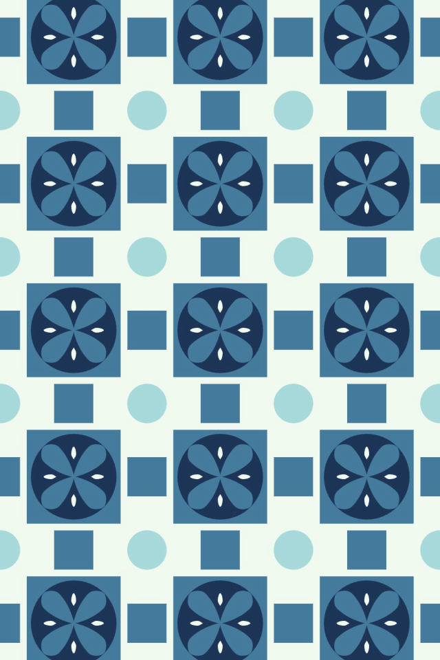 a mediterranean tile pattern repeating 3 across, edge to edge