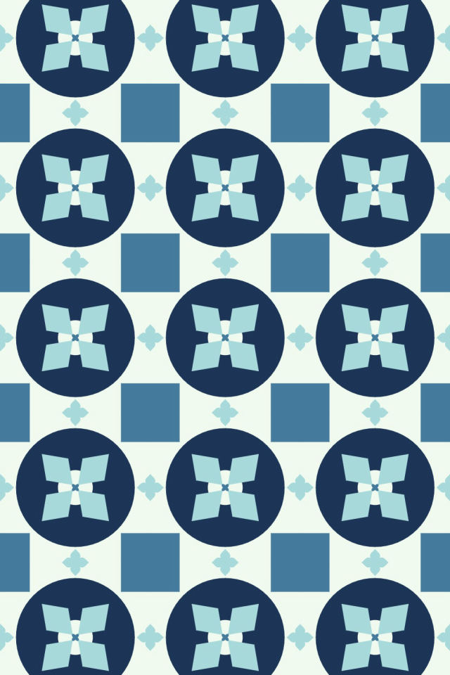 a mediterranean tile pattern repeating 3 across, edge to edge