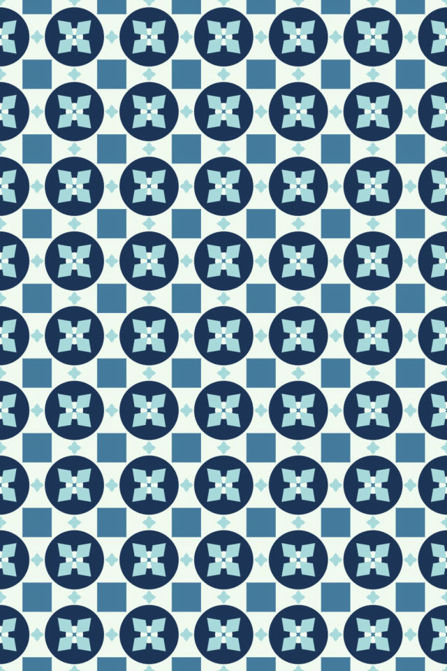 a mediterranean tile pattern repeating 6 across, edge to edge