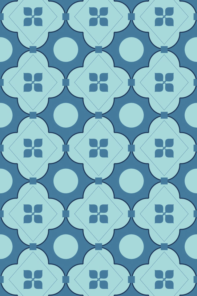 a mediterranean tile pattern repeating 3 across, edge to edge
