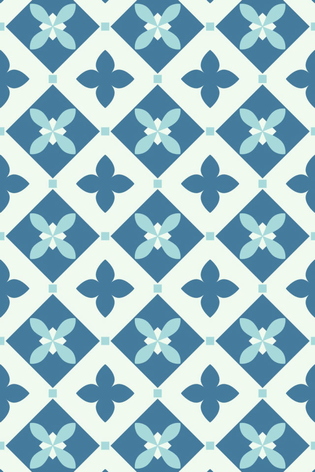 a mediterranean tile pattern repeating 3 across, edge to edge