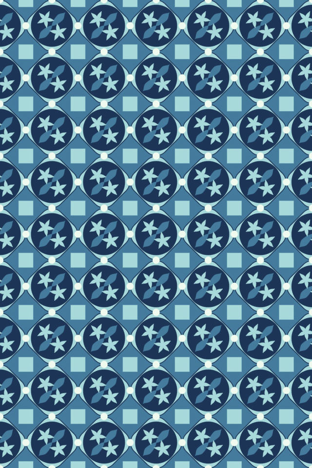 a mediterranean tile pattern repeating 6 across, edge to edge
