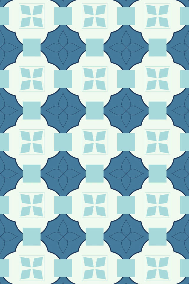 a mediterranean tile pattern repeating 3 across, edge to edge