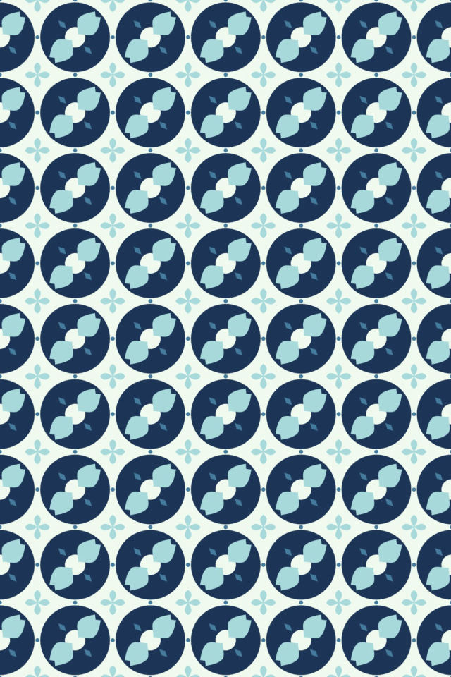 a mediterranean tile pattern repeating 6 across, edge to edge