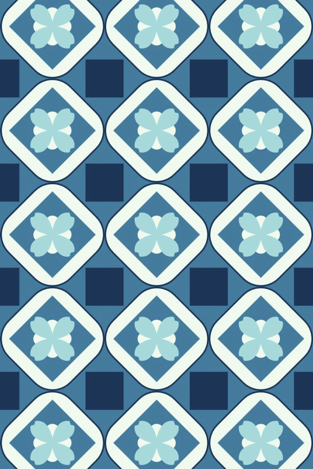 a mediterranean tile pattern repeating 3 across, edge to edge