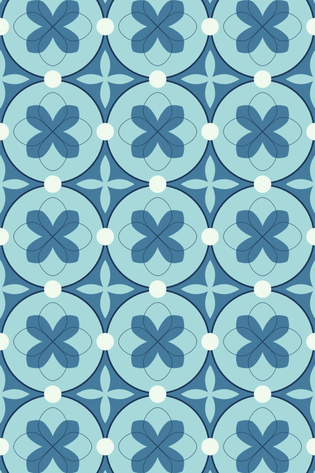 a mediterranean tile pattern repeating 3 across, edge to edge