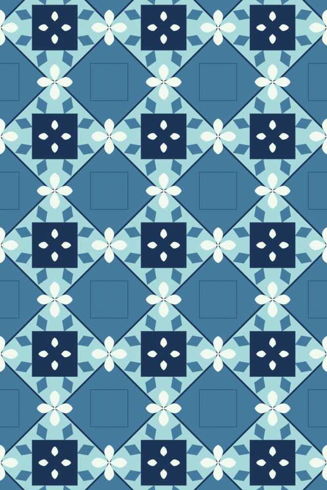 a mediterranean tile pattern repeating 3 across, edge to edge