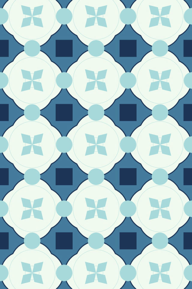 a mediterranean tile pattern repeating 3 across, edge to edge