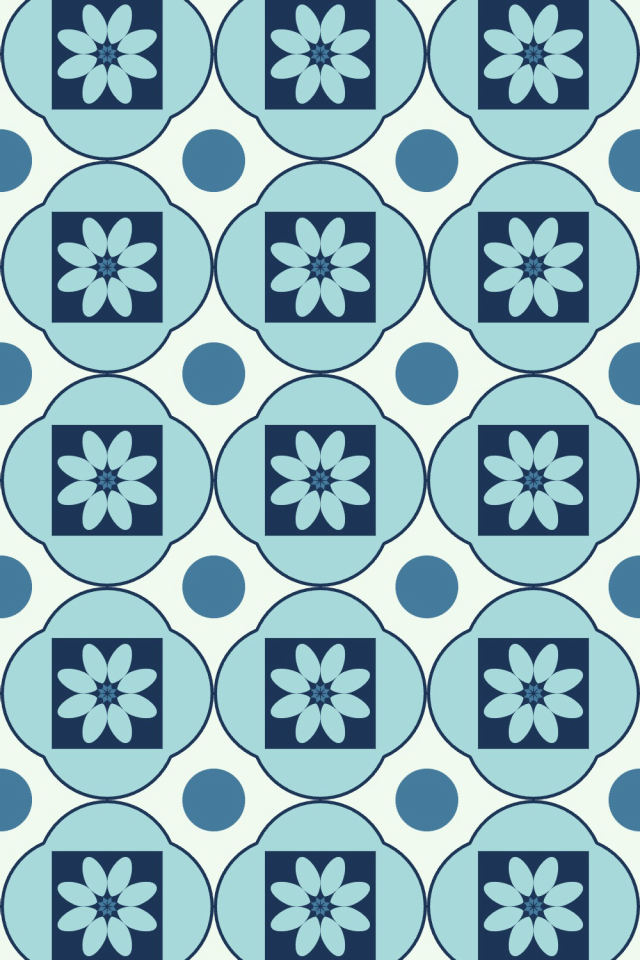 a mediterranean tile pattern repeating 3 across, edge to edge
