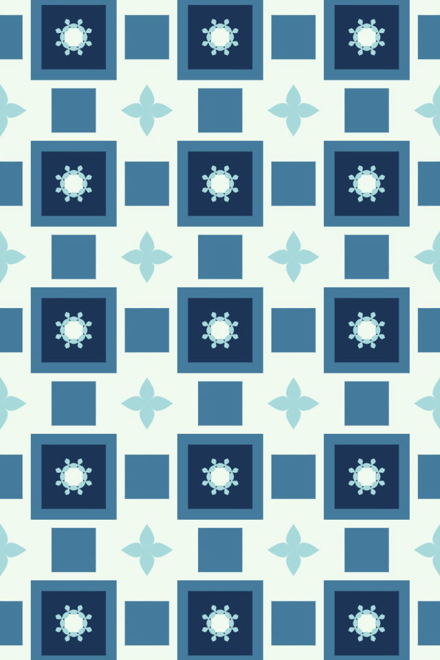 a mediterranean tile pattern repeating 3 across, edge to edge