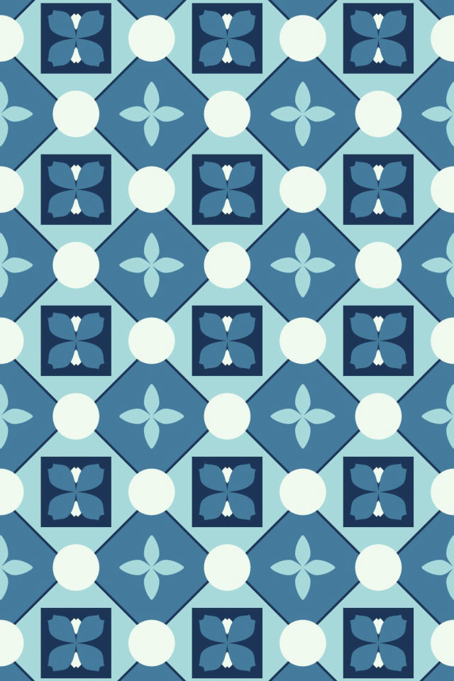 a mediterranean tile pattern repeating 3 across, edge to edge
