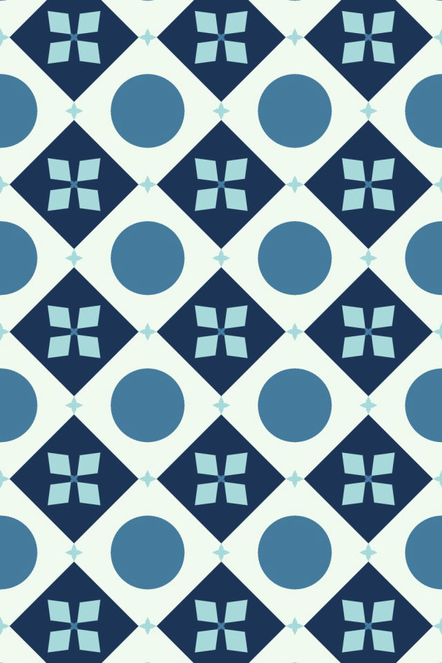 a mediterranean tile pattern repeating 3 across, edge to edge