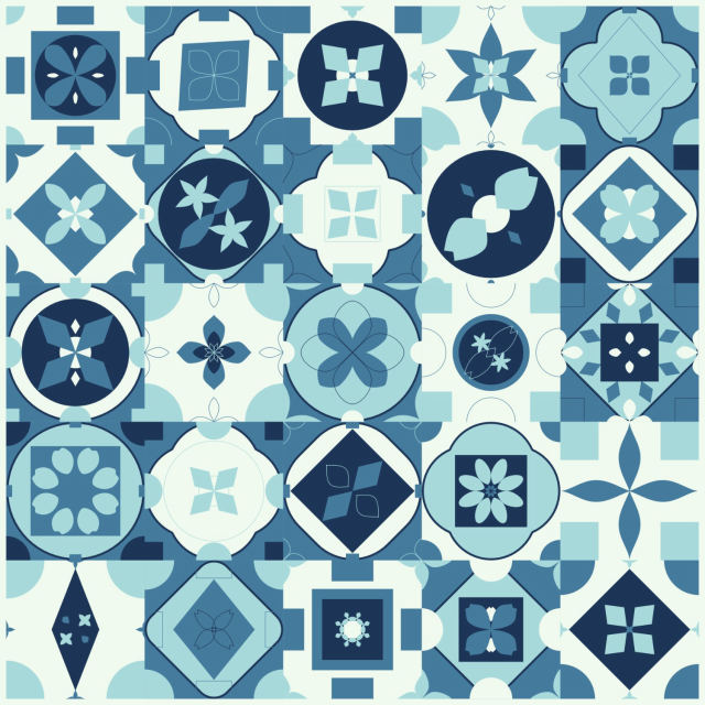 5 by 5 mediterranean tiles on one sheet