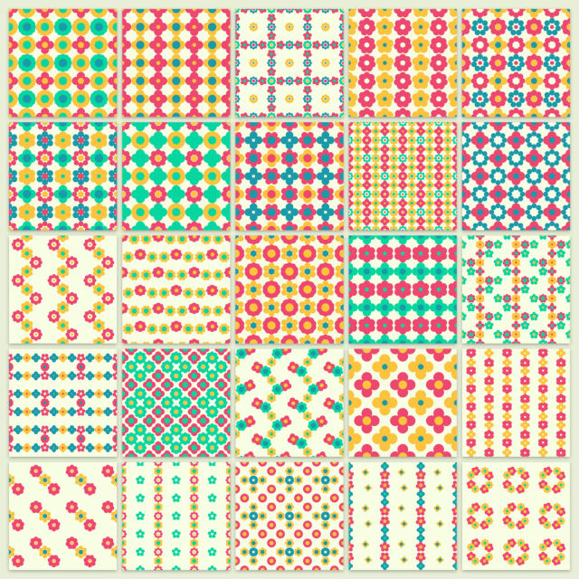 5 by 5 bright-contrast pages on one sheet