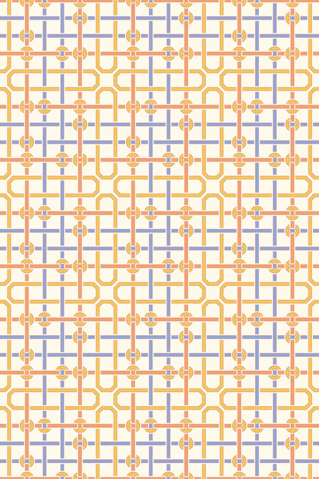 a peachy-rose tile pattern repeating 3 across, edge to edge