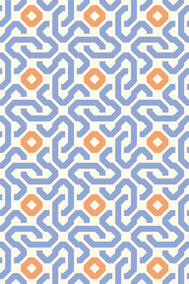 a peachy-rose tile pattern repeating 3 across, edge to edge