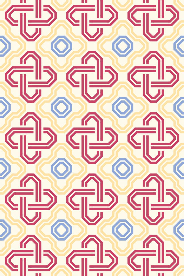 a peachy-rose tile pattern repeating 3 across, edge to edge