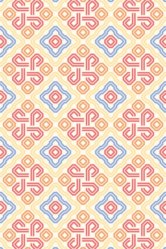 a peachy-rose tile pattern repeating 3 across, edge to edge