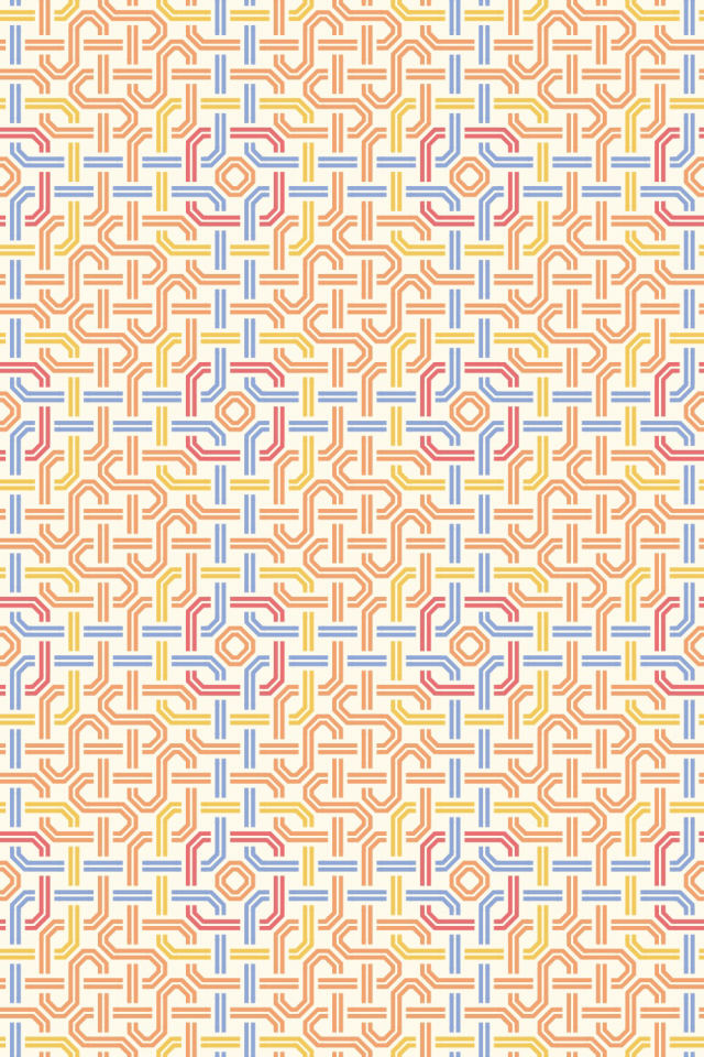 a peachy-rose tile pattern repeating 3 across, edge to edge