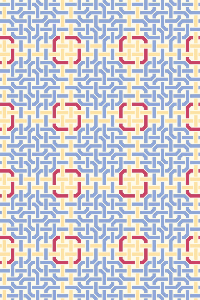 a peachy-rose tile pattern repeating 3 across, edge to edge
