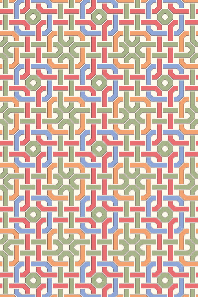 a peachy-rose tile pattern repeating 3 across, edge to edge