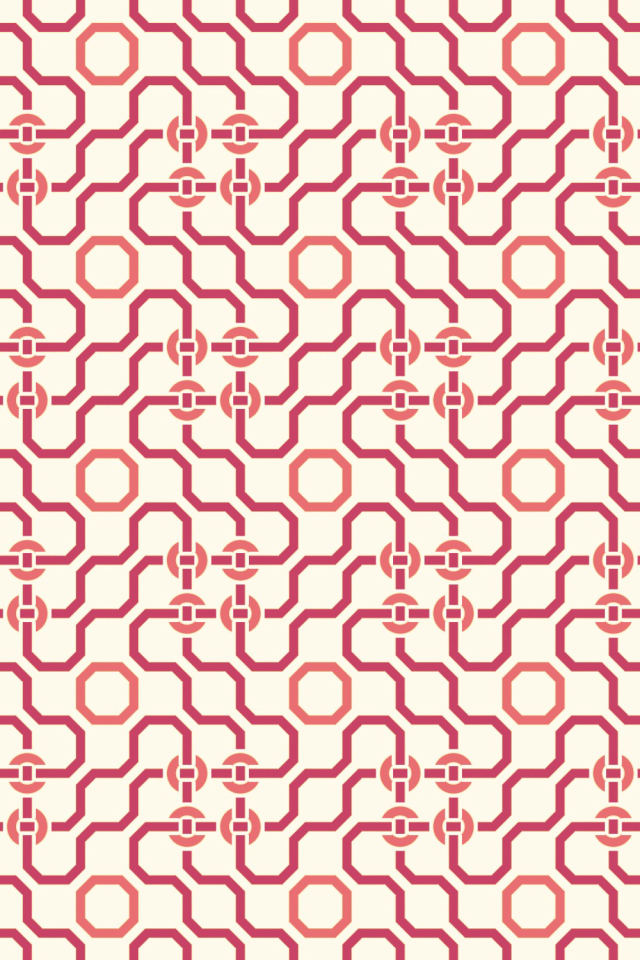 a peachy-rose tile pattern repeating 3 across, edge to edge