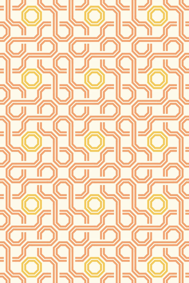a peachy-rose tile pattern repeating 3 across, edge to edge