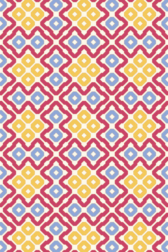 a peachy-rose tile pattern repeating 3 across, edge to edge